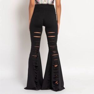 Teeki Black Flare Pants with Cutouts